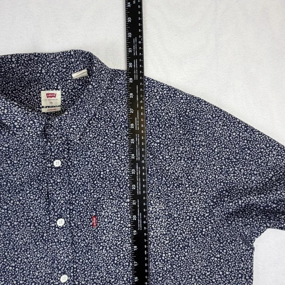 Levis Shirt Mens XL Dark Blue Floral/Gray Short Sleeve Button Collared *Lot of 2